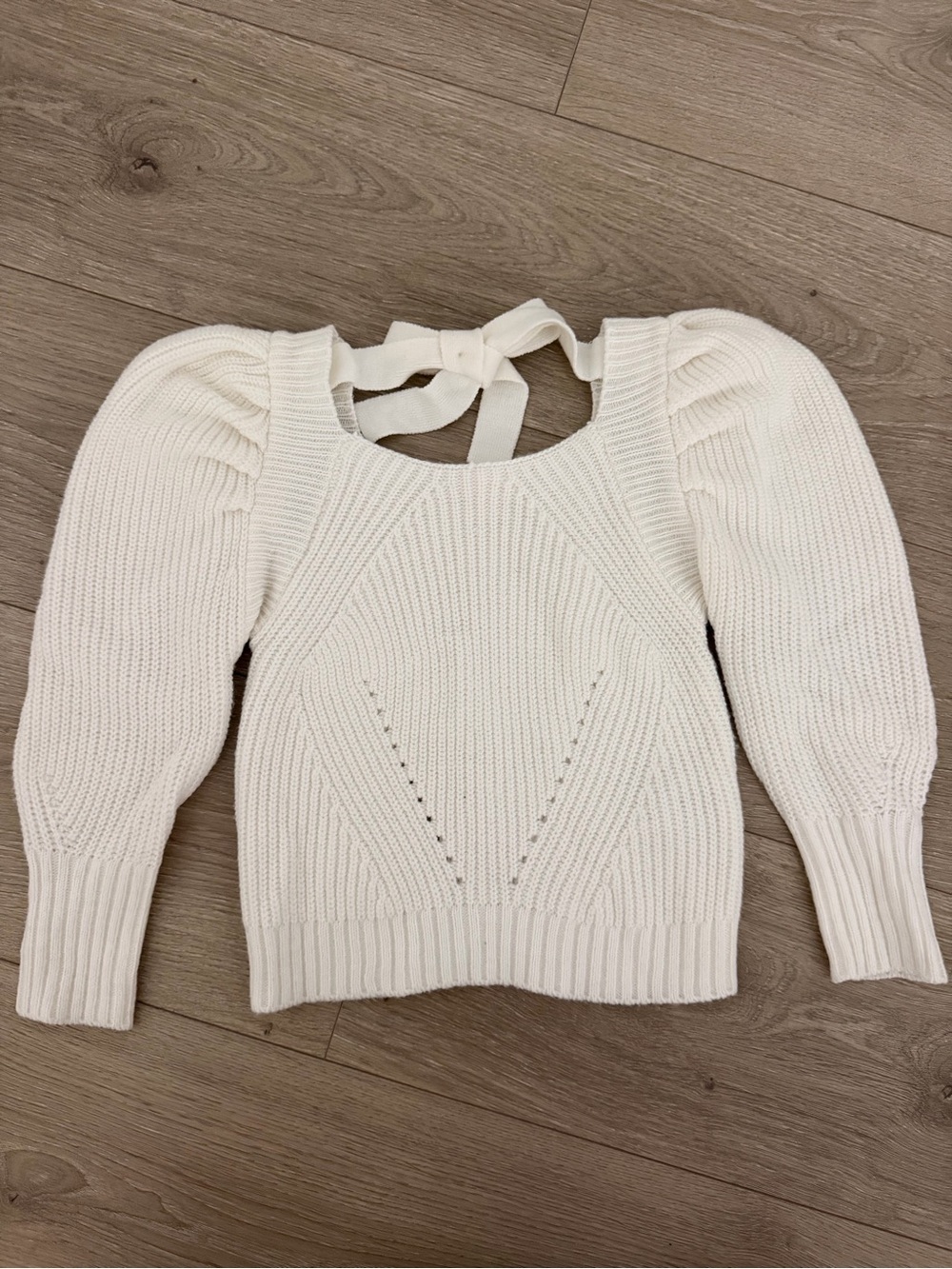 GB girls Cream Tie-Back Knit Sweater